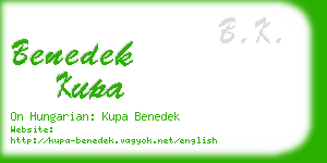 benedek kupa business card